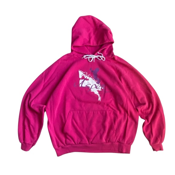 Vintage 90s Hot Pink Ski Aspen Graphic Hoodie Sweatshirt Women’s‎ XL - Picture 1 of 8
